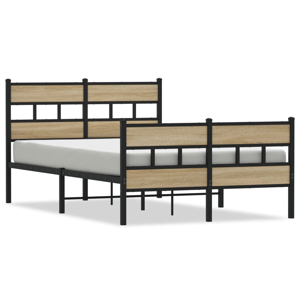 Sängram utan madrass metall sonoma-ek 120x190 cm