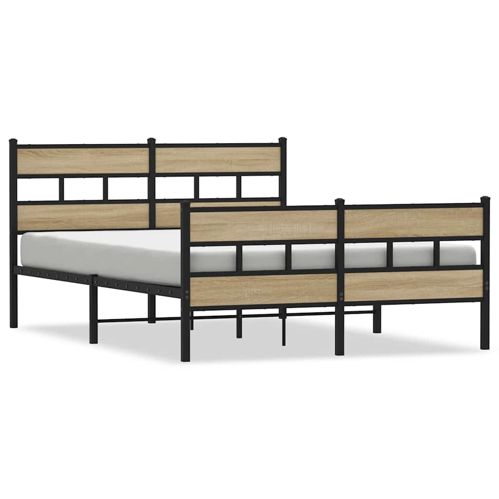 Sängram utan madrass metall sonoma-ek 135x190 cm