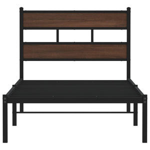 Sängram utan madrass med huvudgavel brun ek 75x190 cm