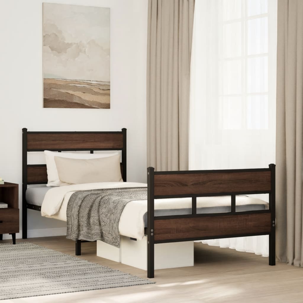 Sängram utan madrass med huvudgavel och fotgavel 90x200 cm
