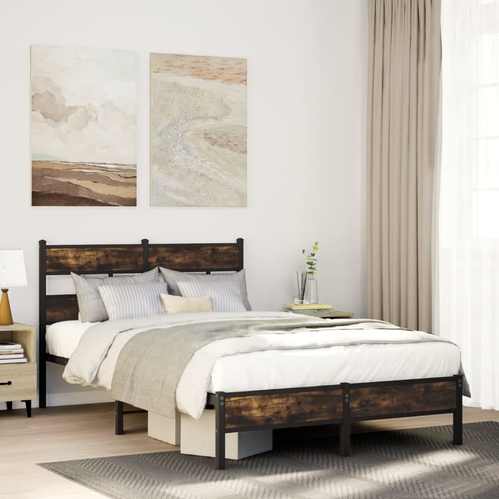 Sängram utan madrass med huvudgavel sonoma-ek 120x200 cm
