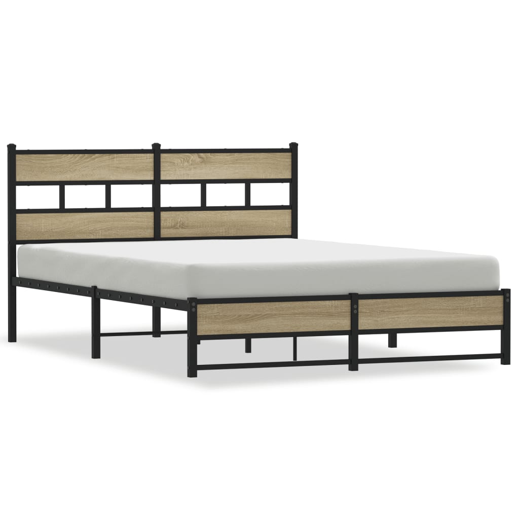 Sängram utan madrass metall sonoma-ek 160x200 cm