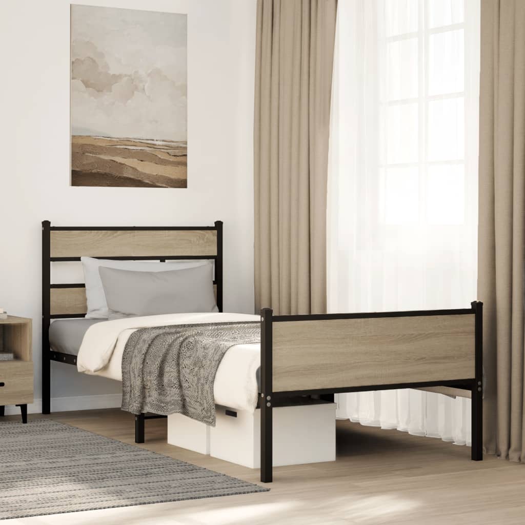 Sängram utan madrass sonoma-ek 100x190 cm konstruerad trä