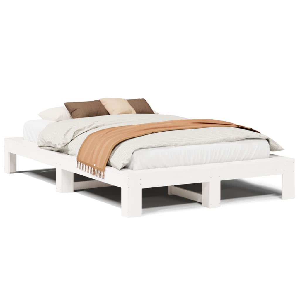 Sängram utan madrass vit 120x190 cm massiv furu
