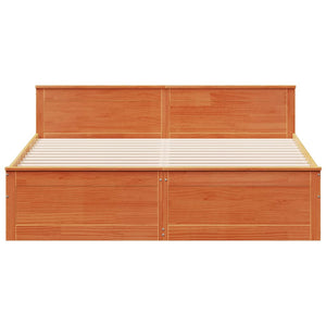 Sängram utan madrass med huvudgavel brun 180x200 cm massiv furu