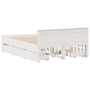 Sängram utan madrass med huvudgavel vit 150x200 cm massiv furu