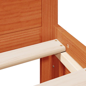 Sängram utan madrass med huvudgavel brun 140x190 cm massiv furu