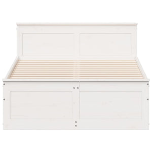 Sängram utan madrass med huvudgavel vit 135x190 cm massiv furu