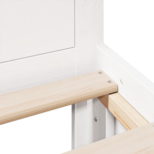 Sängram utan madrass med huvudgavel vit 135x190 cm massiv furu