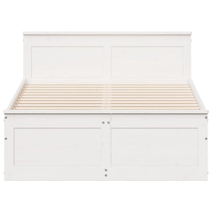 Sängram utan madrass med huvudgavel vit 120x190 cm massiv furu