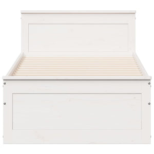 Sängram utan madrass med huvudgavel vit 90x190 cm massiv furu