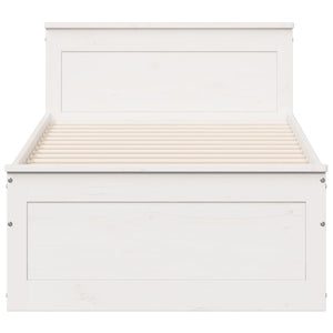 Sängram utan madrass med huvudgavel vit 75x190 cm massiv furu