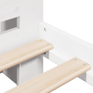 Säng med bokhylla utan madrass vit 160x200cm massiv furu