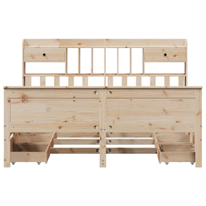 Säng med bokhylla utan madrass 180x200cm massiv furu