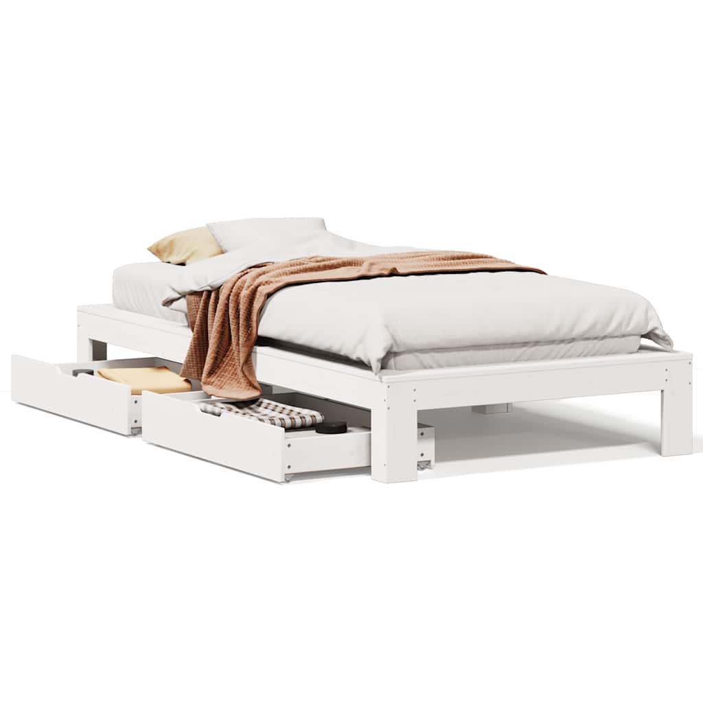 Sängram utan madrass vit 90x190 cm massiv furu