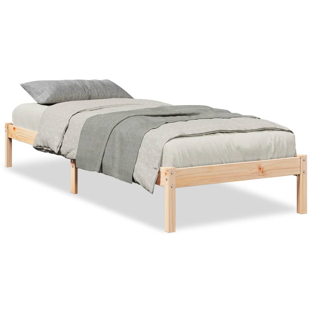 Sängram utan madrass extra lång 80x220 cm massiv furu