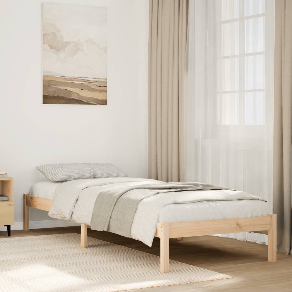 Sängram utan madrass extra lång 80x220 cm massiv furu