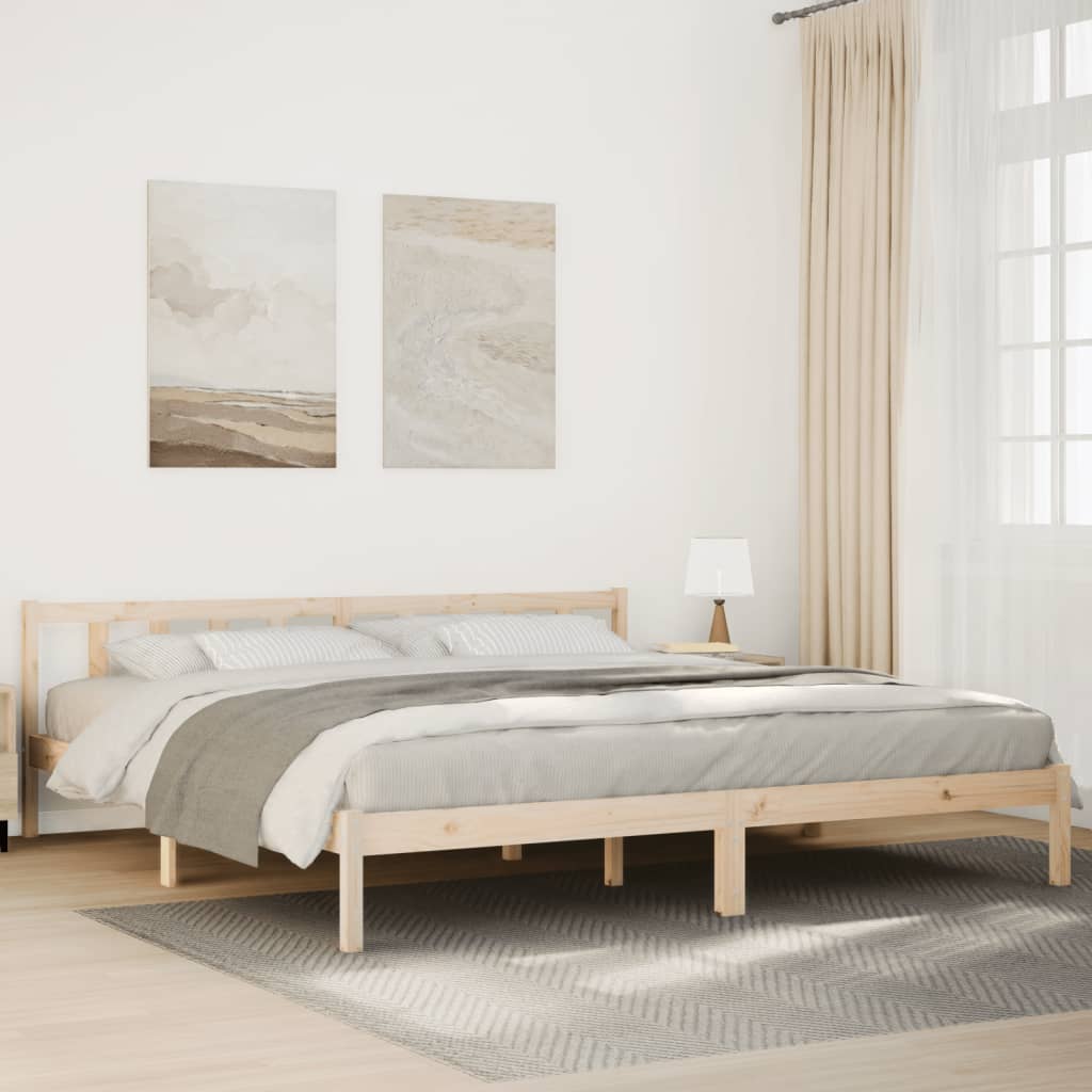 Sängram utan madrass extra lång 180x210 cm massiv furu