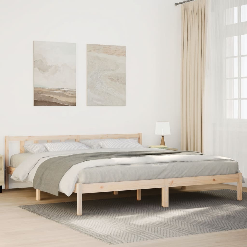Sängram utan madrass extra lång 180x220 cm massiv furu