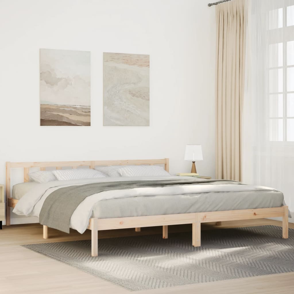 Sängram utan madrass extra lång 200x220 cm massiv furu