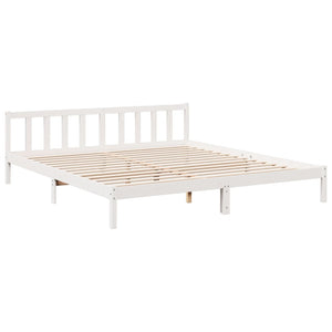 Sängram utan madrass extra lång vit 200x220 cm massiv furu