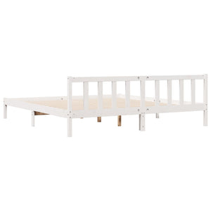 Sängram utan madrass extra lång vit 200x220 cm massiv furu