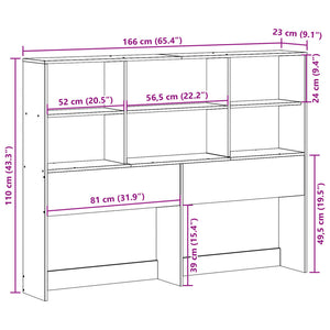 Huvudgavel med förvaring vaxbrun 160 cm massiv furu