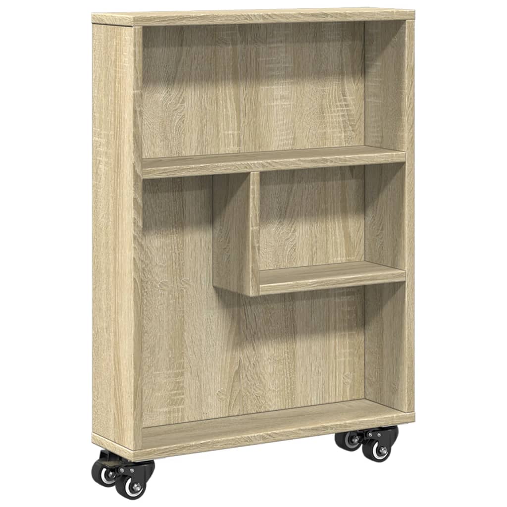 Smal förvaringsvagn Sonoma ek 48x13x68 cm konstruerat trä