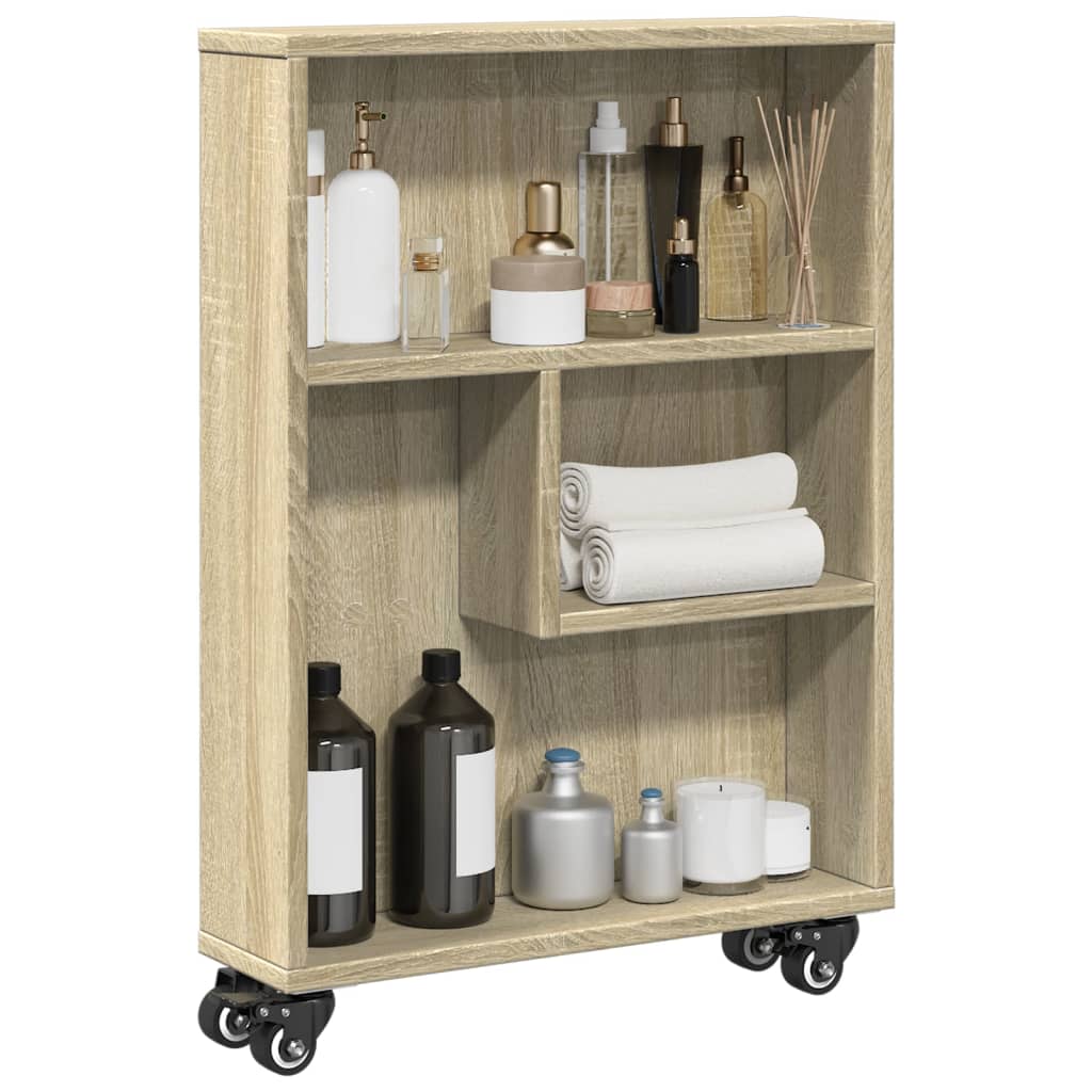 Smal förvaringsvagn Sonoma ek 48x13x68 cm konstruerat trä