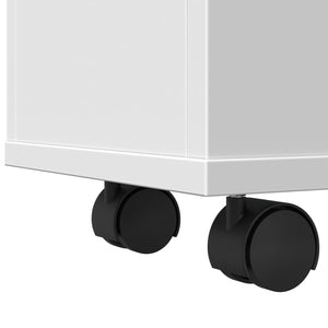 Smalt badrumsskåp med hjul vit konstruerat trä