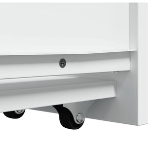 Smalt badrumsskåp med hjul vit konstruerat trä