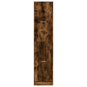 Apoteksskåp rökfärgad ek 40x41x174,5 cm konstruerat trä