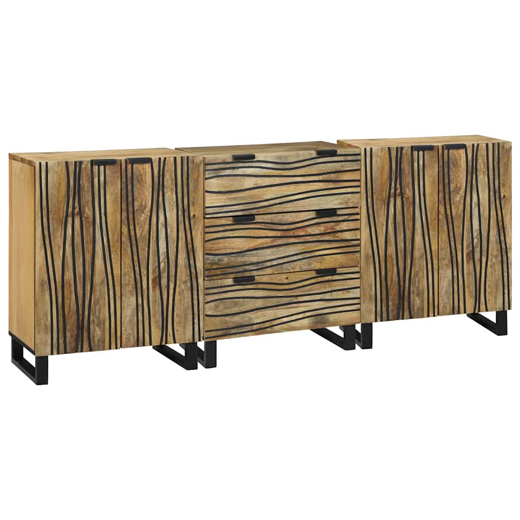 Skänksats 3 st Naturlig 180 x 33 x 75 cm Massivt mangoträ