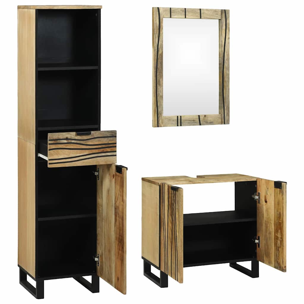 Badrumsmöbelset med låda med hylla 3 pcs Brun Konstruerat trä