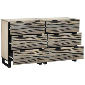 Skänksats med låda 2 pcs Vit 60 x 33,5 x 75 cm Massivt mangoträ