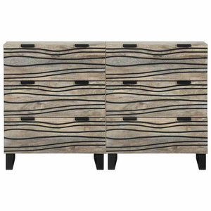 Skänksats med låda 2 pcs Vit 60 x 33,5 x 75 cm Massivt mangoträ