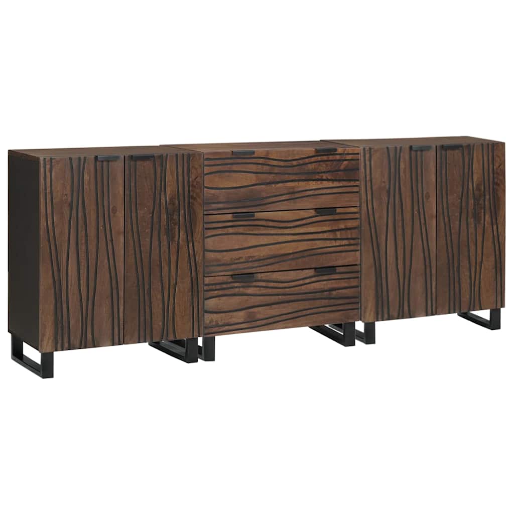 Skänksats 3 st Brun 180 x 33 x 75 cm Massivt mangoträ
