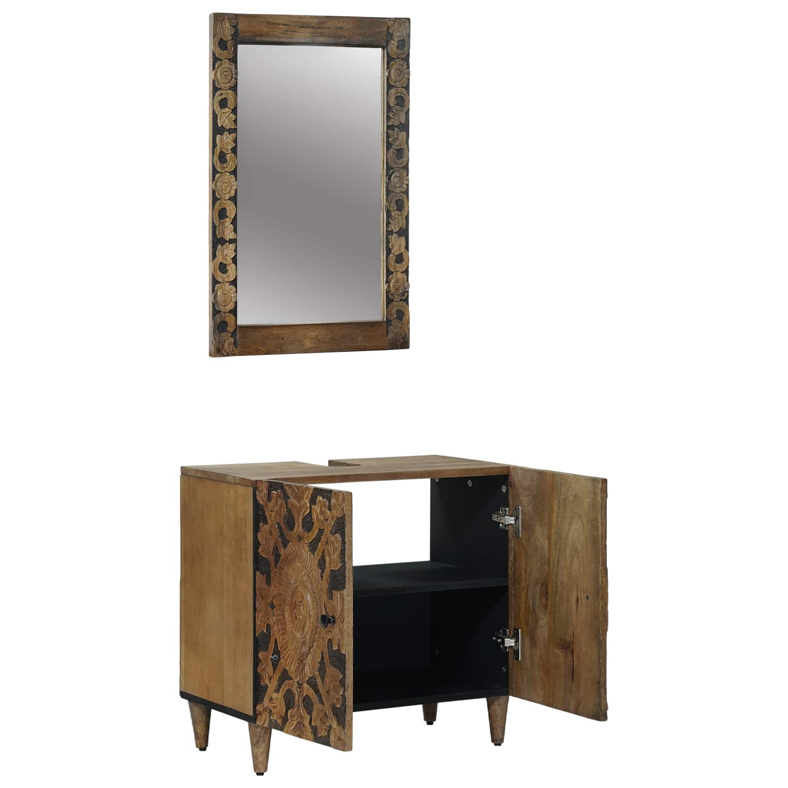 Badrumsmöbelset 2 st Brun 62 x 33 x 58 cm Massivt mangoträ