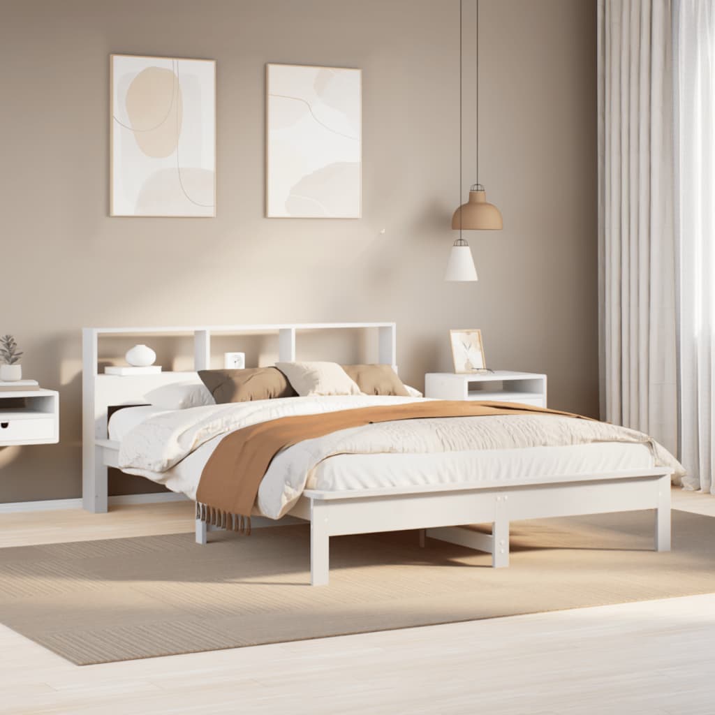 Sängram utan madrass vit 135x190 cm massiv furu