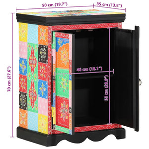 Konsolbord med hylla med dörr Flerfärgsdesign 50 x 30 x 70 cm