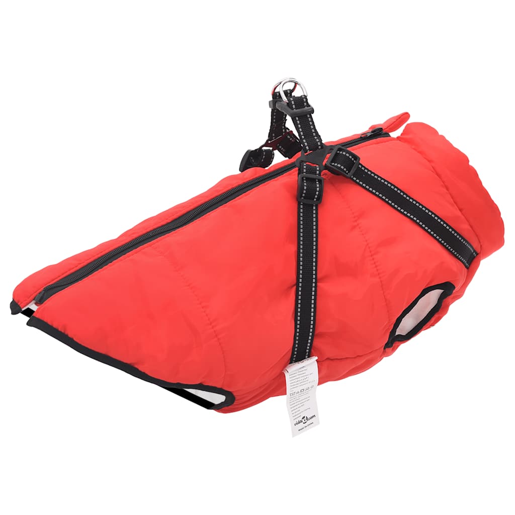 Hundtäcke med sele vattentät reflex röd L68