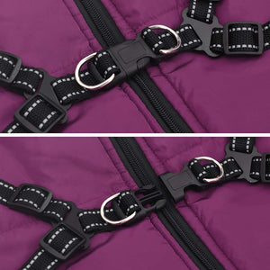 Hundtäcke med sele vattentät lila reflex L44