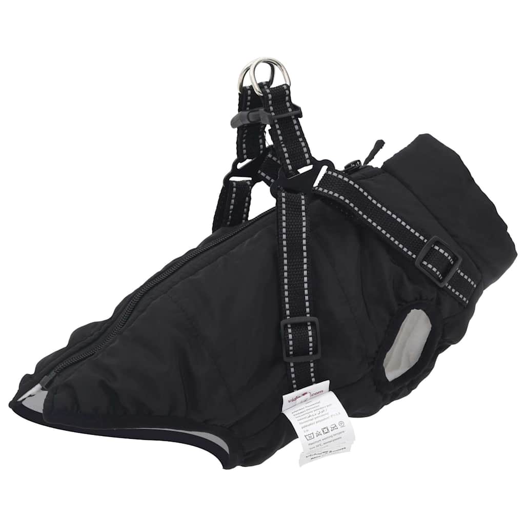 Hundtäcke med sele vattentät reflex svart L32