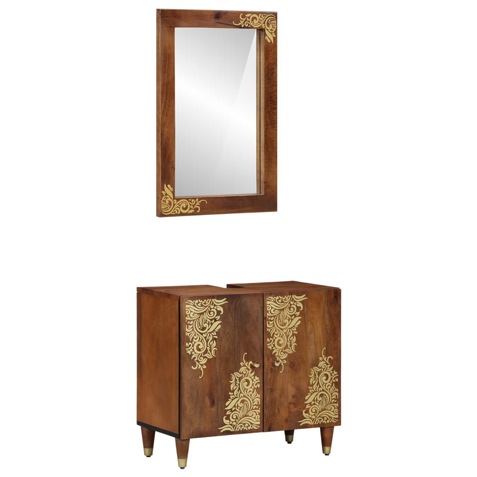 Badrumsskåpsset 2 st Honung brun 62 x 33 x 58 cm