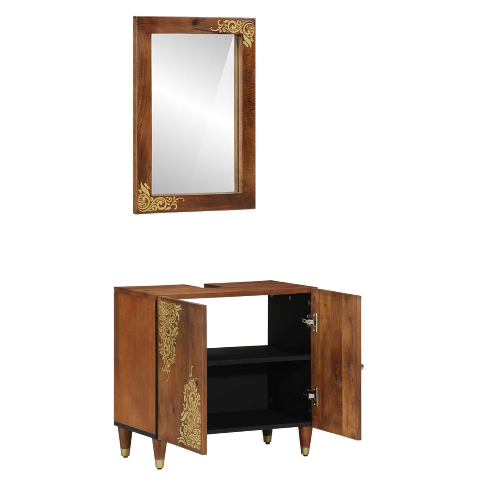 Badrumsskåpsset 2 st Honung brun 62 x 33 x 58 cm