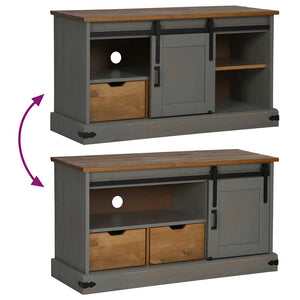 TV-bänk HALDEN med skjutdörr grå 110x40x60 cm massivt trä