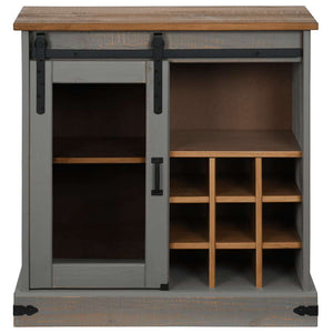 Skänk HALDEN med skjutdörr grå 80x40x80 cm massivt trä