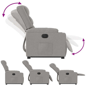 Elektrisk reclinerfåtölj med uppresningshjälp molngrå tyg