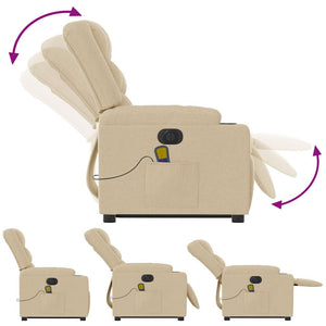 Elektrisk massagefåtölj med uppresningshjälp gräddvit tyg