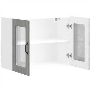 Väggskåp för kök med glasdörr Kalmar grå sonoma konstruerat trä